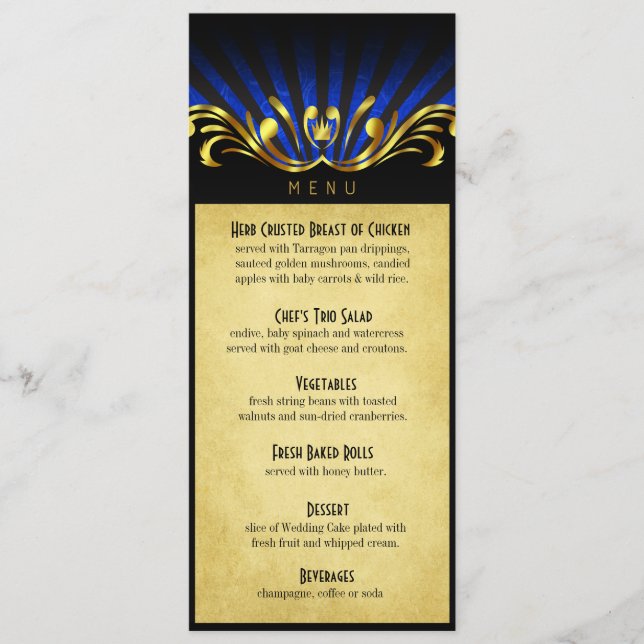 Art Nouveau Vegas Dinner Menu blue (Front)