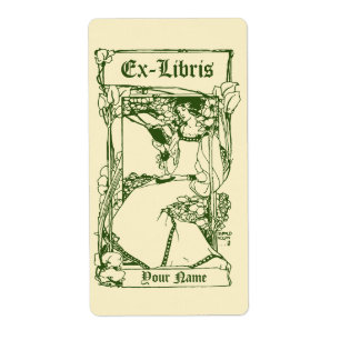 Art Nouveau Victorian Era Ex Libris Lady Modèle