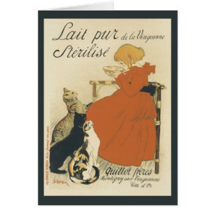 Art Nouveau victorien vintage, Fille avec chats au