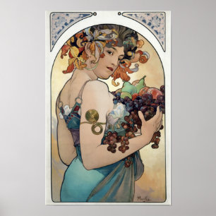 Art Nouveau vintage 1897 "Fruit" by Alphonse Mucha Poster