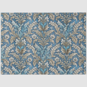 Art Nouveau Vintage Blue Floral Wallpaper Pattern Tissue Paper