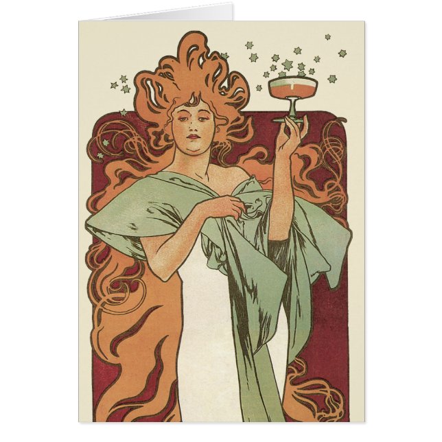 Art Nouveau vintage, Champagne par Alphonse Mucha (Devant)