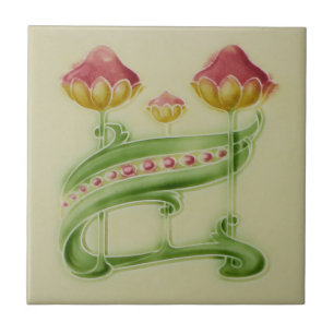 Art Nouveau Vintage Design Backsplash Tile 2 Sizes
