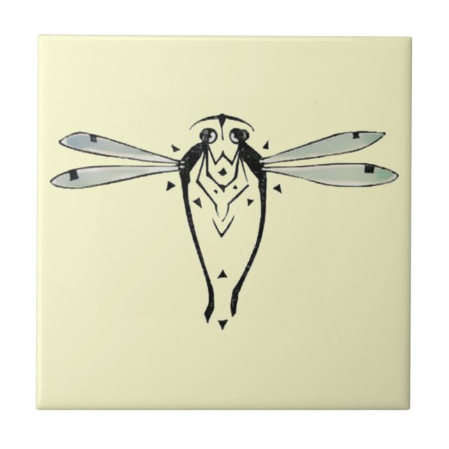 Art Nouveau Vintage Dragonflies Tile (Front)