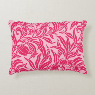 Art Nouveau Vintage Floral Botanical Pink Pattern Accent Pillow