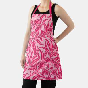 Art Nouveau Vintage Floral Botanical Pink Pattern Apron