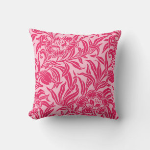 Art Nouveau Vintage Floral Botanical Wood Block Throw Pillow