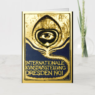 Art nouveau vintage internatiol exhibition Klingne Foil Greeting Card