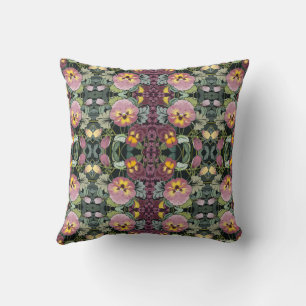 Art Nouveau Vintage Pansies Throw Pillow