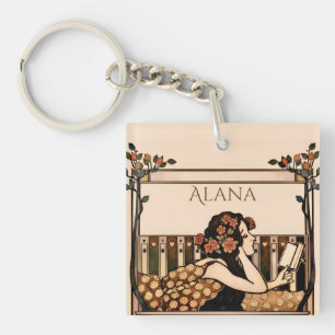 Art Nouveau Vintage reader Keychain