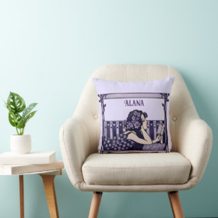 Art Nouveau Vintage reader Throw Pillow