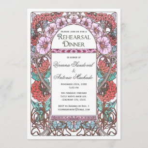 Art Nouveau Vintage Rehearsal Dinner Invitations