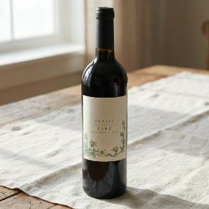 Art Nouveau vintage style Botanical Wedding Wine Label