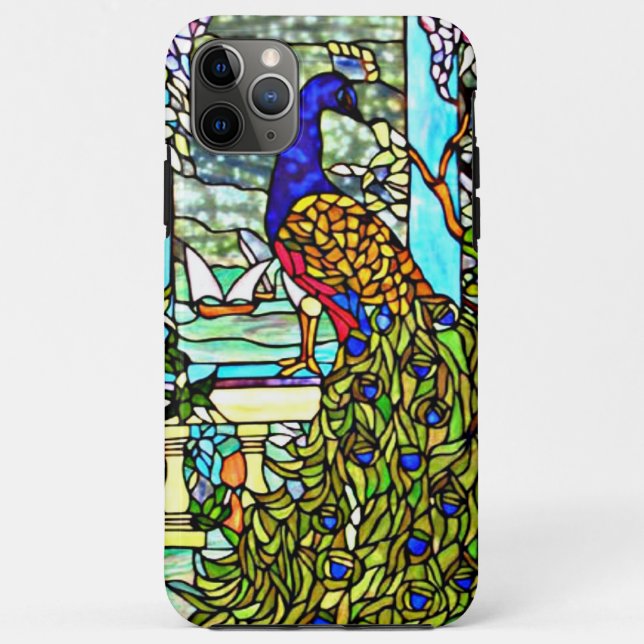 Art Nouveau Vintage Tiffany Stained Glass Peacock Case-Mate iPhone Case (Back)