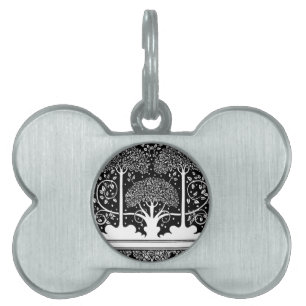 Art Nouveau Vintage Tree Pattern Pet Name Tag