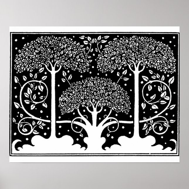 Art Nouveau Vintage Tree Pattern Poster (Front)