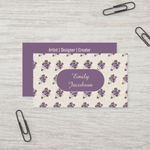 Art Nouveau Violet Floral Pattern Business Card