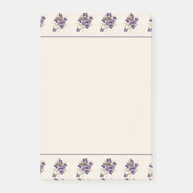 Art Nouveau Violet Floral Pattern Post-it Notes (Front)