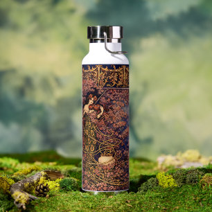 Art Nouveau Violinist in Blossoms – Vintage Floral Water Bottle