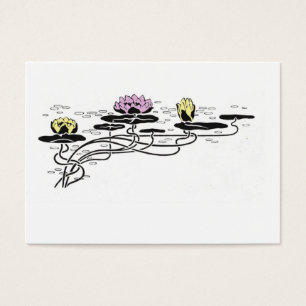 Art nouveau water lilies pink and yellow