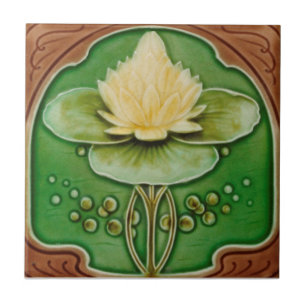 Art Nouveau Water Lily Antique Reproduction Tile