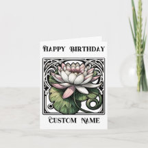 Art Nouveau Water Lily July Birth Month Flower