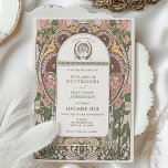 Art Nouveau Wedding Botanical Invitation<br><div class="desc">Embrace the timeless elegance of the Art Nouveau era with this beautifully crafted wedding invitation. The front of the invitation features a harmonious blend of blush pink and sage green floral arrangements, encircling a monogram that elegantly combines the couple's initials in a gold-tone. On the reverse, the invitation unfolds a...</div>