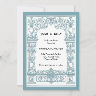 Art Nouveau Wedding Invitation   Vintage Ornate 
