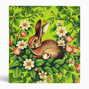 Art Nouveau Wild Rabbit and Flowers Binder