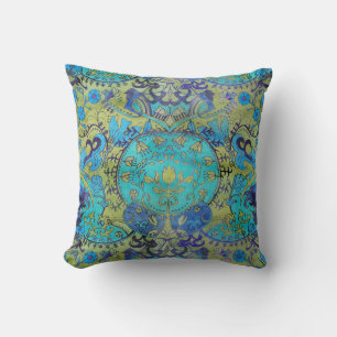 Art Nouveau William Morris 1970s Retro Reversible Throw Pillow