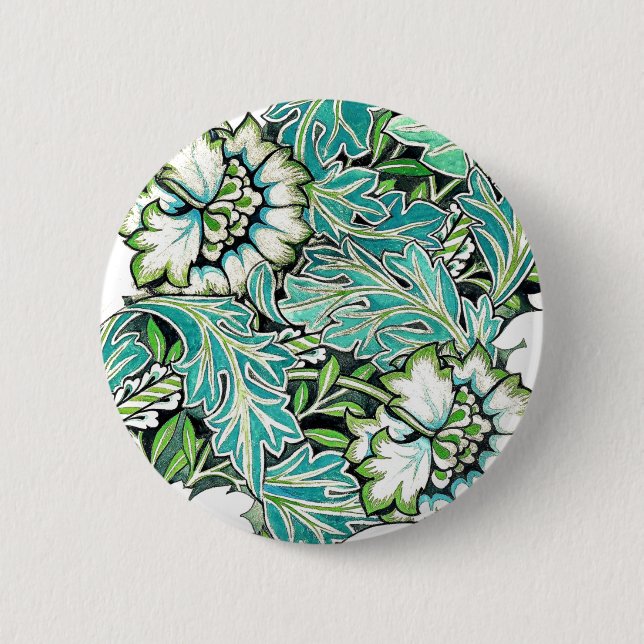 Art nouveau william morris anenome floral  2 inch round button (Front)