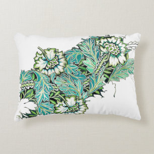 Art nouveau william morris anenome floral accent pillow