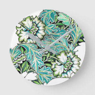 Art nouveau william morris floral illustration round clock