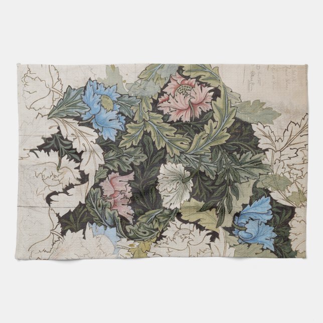 Art nouveau william morris floral pattern sketch kitchen towel (Horizontal)