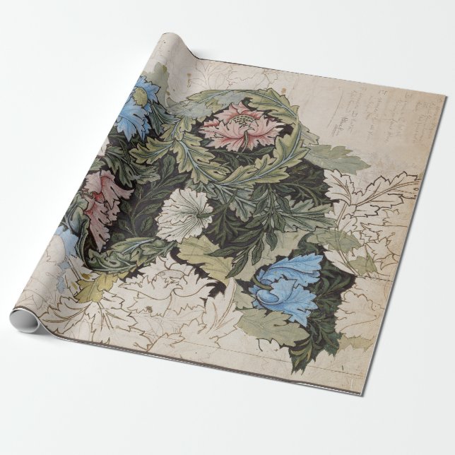 Art nouveau william morris floral pattern sketch wrapping paper (Unrolled)