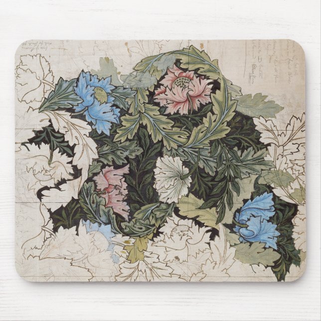 Art nouveau william morris floral wreath sketch mouse pad (Front)