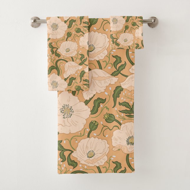 Art Nouveau William-Morris Pattern Bath Towel Set (Insitu)