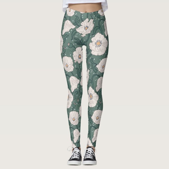 Art Nouveau William-Morris Pattern Leggings (Front)