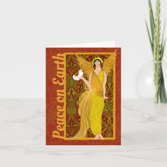 Art Nouveau William Morris Retro Christmas Card (Front)