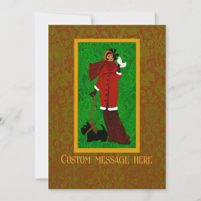 Art Nouveau William Morris Scottie Christmas Card (Front)