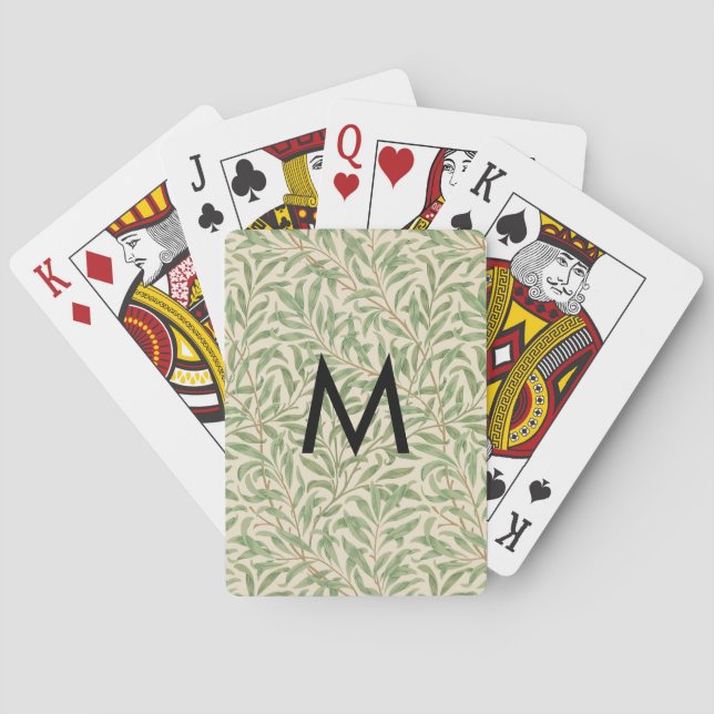 Art Nouveau Willow Bough Monogram William Morris Playing Cards (Back)