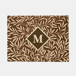 Art Nouveau Willow with Monogram, Brown and Beige Doormat