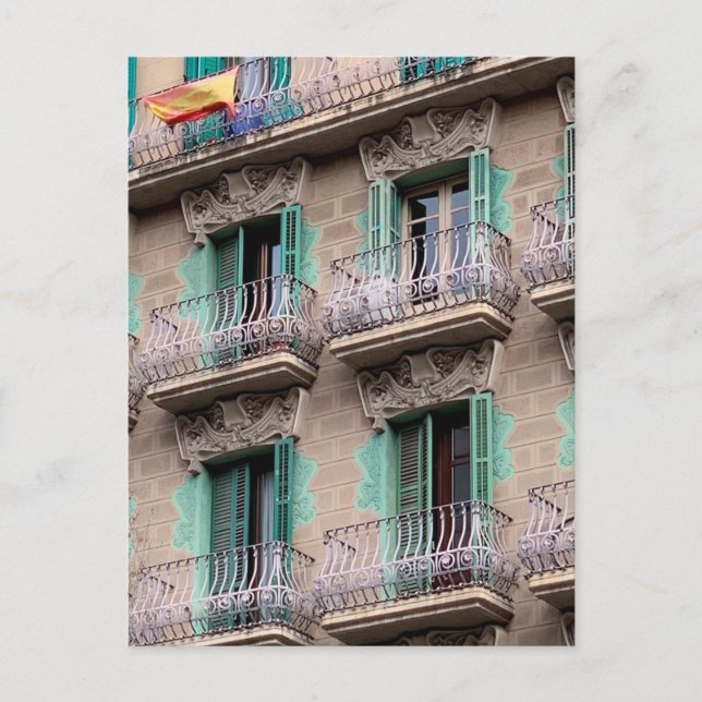 Art Nouveau Windows - Barcelona, Spain Postcard (Front)