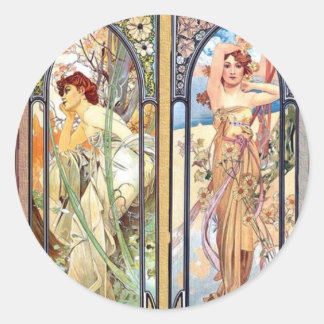 Art Nouveau Windows Classic Round Sticker