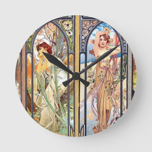 Art Nouveau Windows Round Clock (Front)
