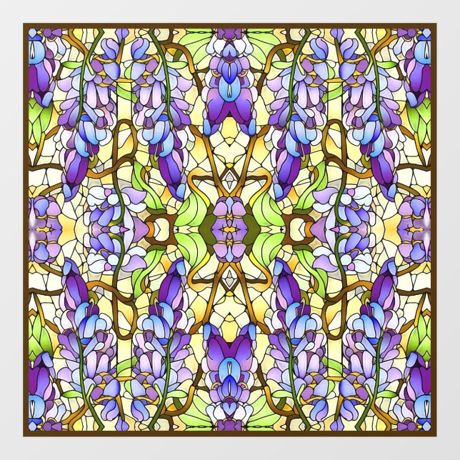 Art Nouveau Wisteria Faux Stained Glass Pattern  Window Cling (Sheet)
