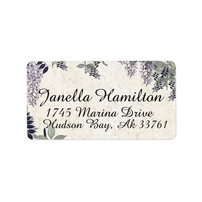 Art Nouveau Wisteria Flowers Address Labels (Front)