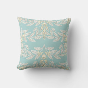 Art Nouveau wisteria pattern soft turquoise Throw Pillow