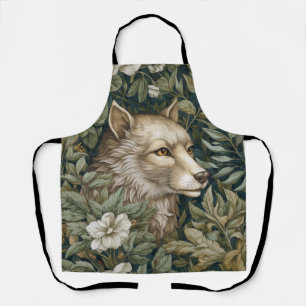 Art nouveau wolf in the leaves apron