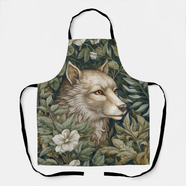 Art nouveau wolf in the leaves apron (Front)